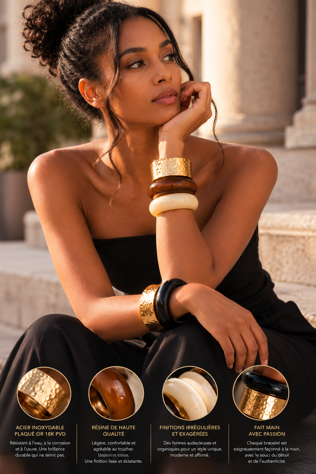 Lot de 5 bracelets jonc